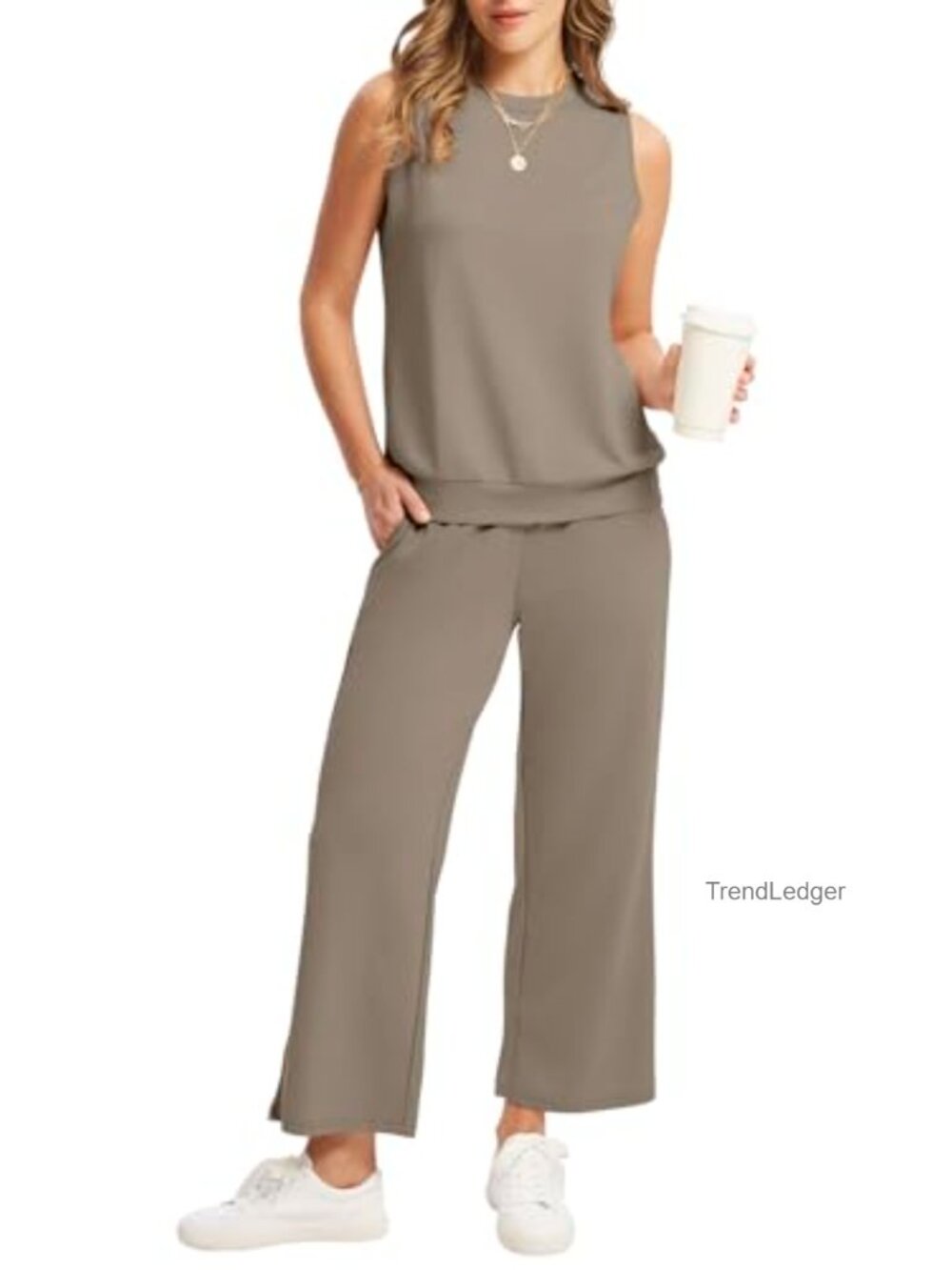 Two Piece Set Women Summer Lounge Outfit Wide Leg Crop Pants Matching Sets
